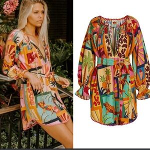 Farm Rio Multicolor Tropical Collage Dress size medium